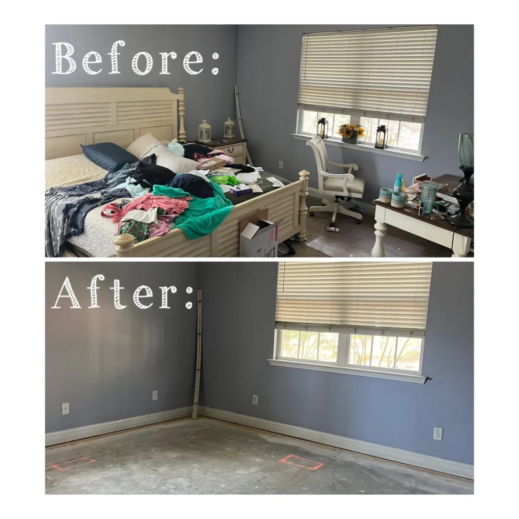 Bedroom cleanout before and after San Diego