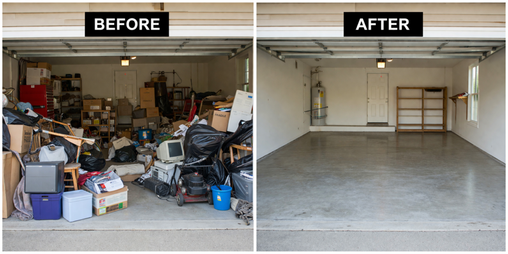 Garage cleanout before and after San Diego